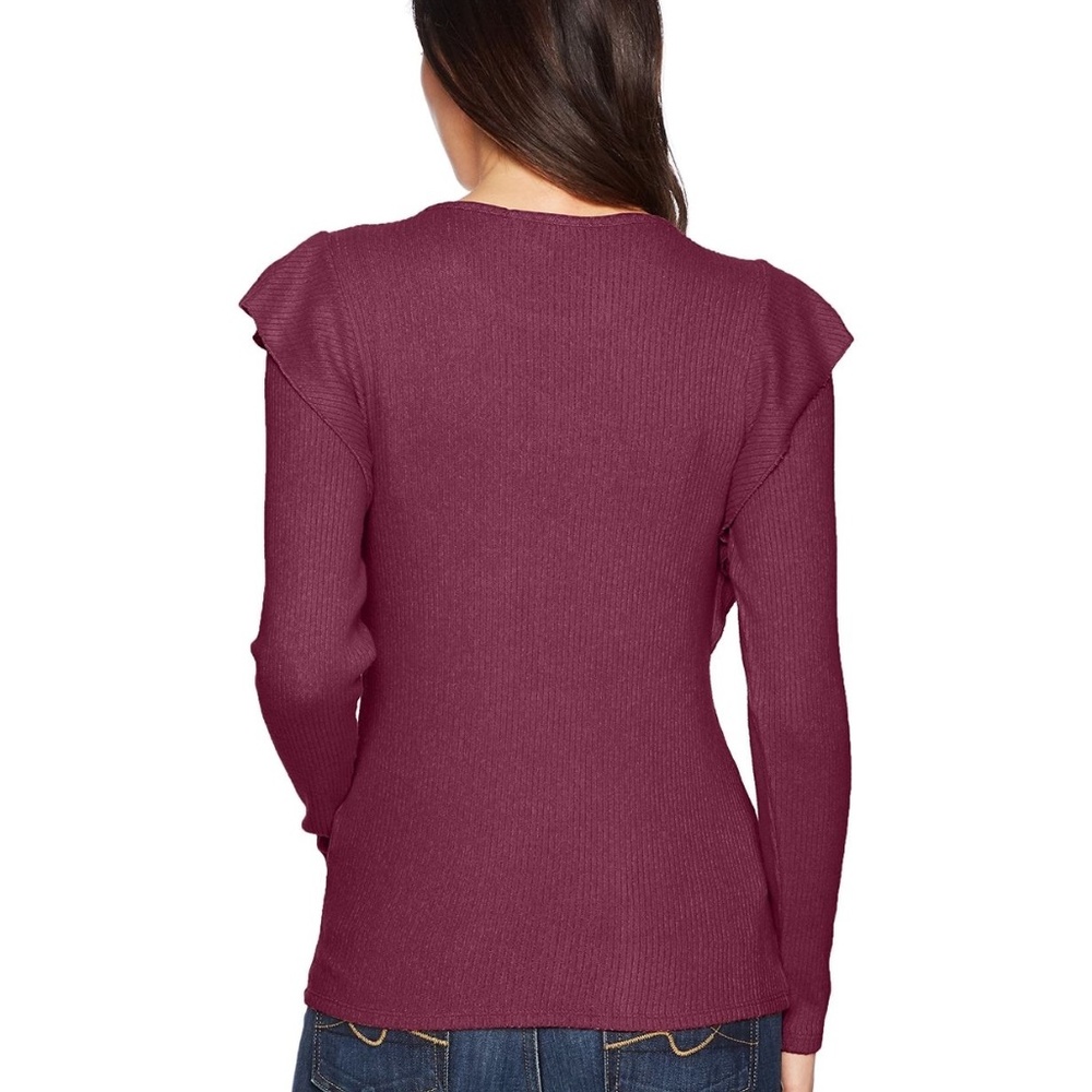 Lucky Brand Ribbed Ruffle Top X-Large - Picture 2 of 2